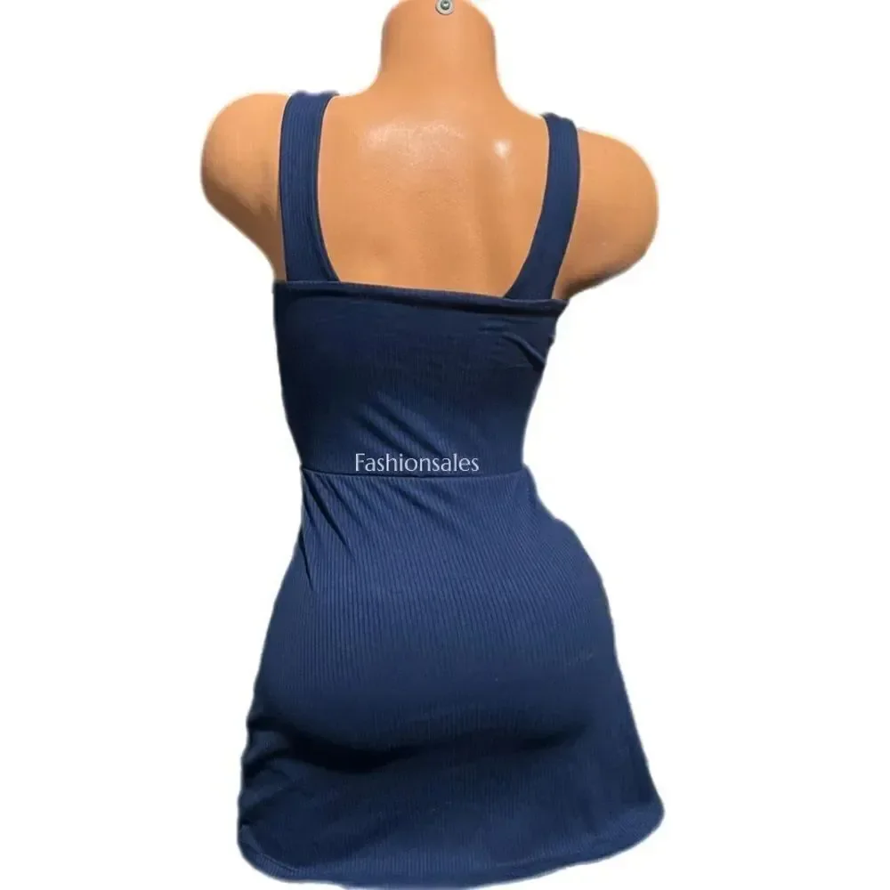 Victorias Secret Pink Sport Ribbed Square Neck Active Dress Shorts Navy XLarge